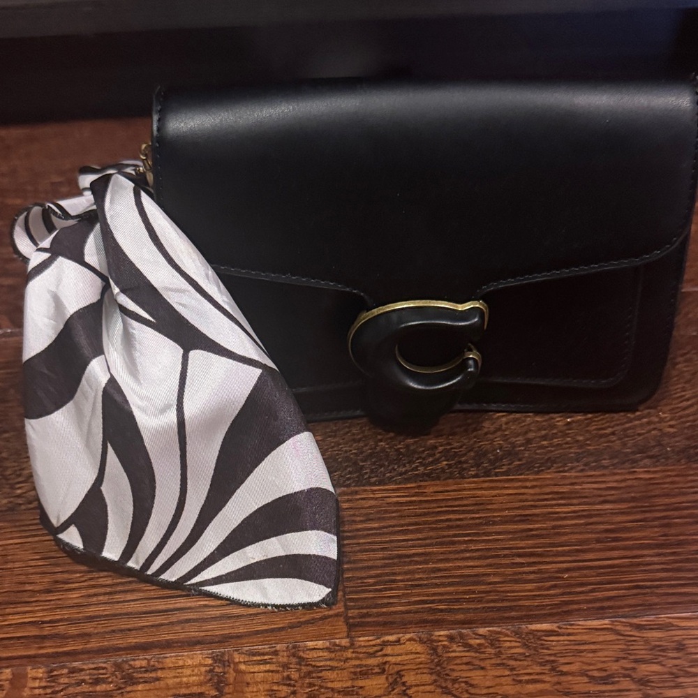 Elegant Black Women's Bag with Scarf Accent